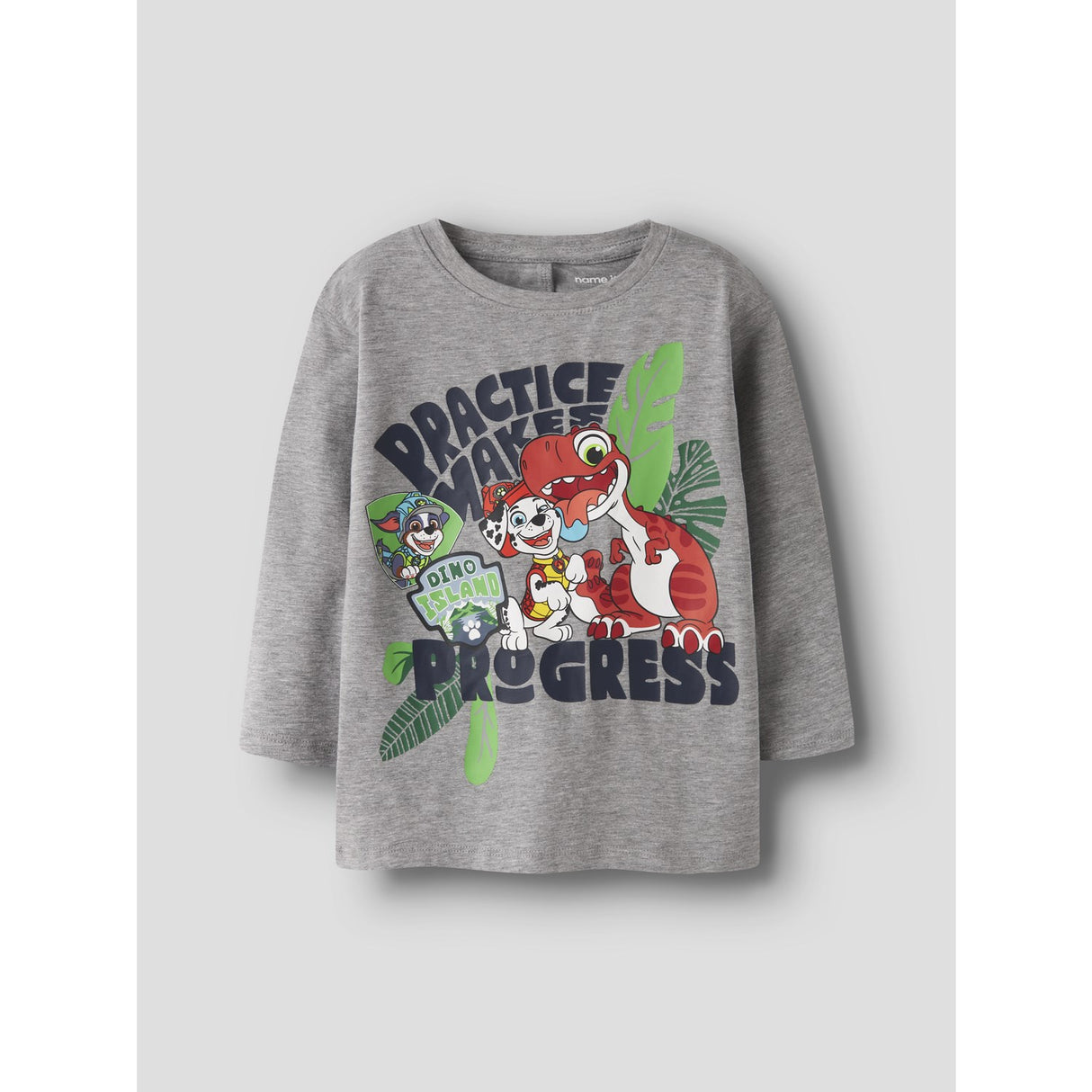 Name It Grey Melange Nmmjik Paw Ls Nreg Top Box Noos Cplgm