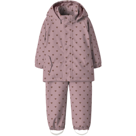 Lil'Atelier Zephyr Hearts Nmfladry Pad Rain Sæt Aop Fo Lil