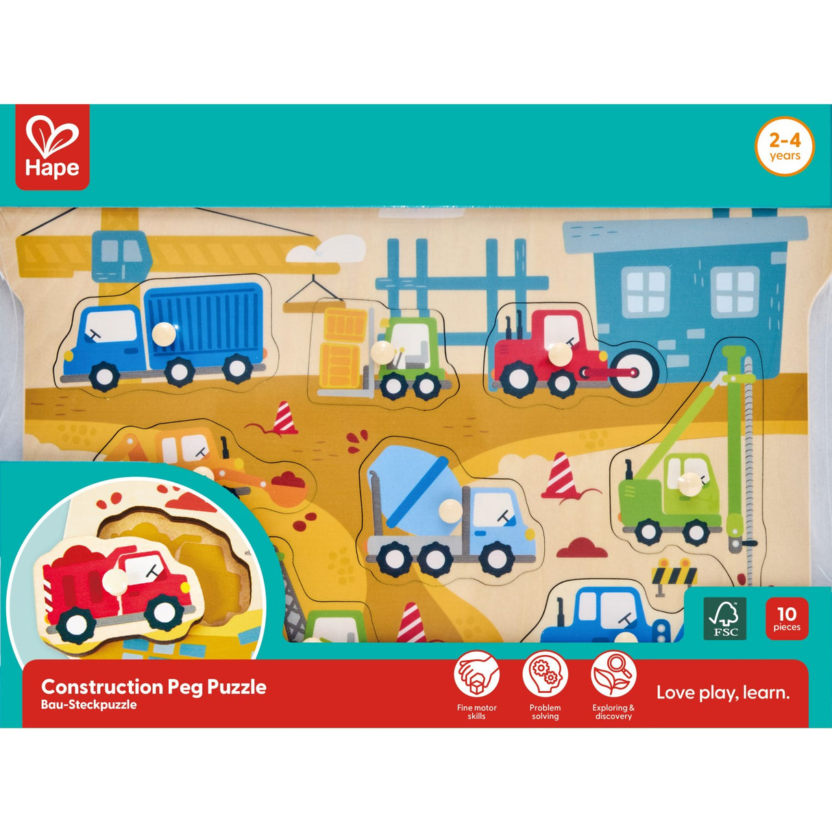 Hape Byggeplads Køretøjer Knoppuslespil