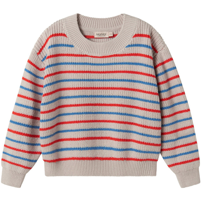 MarMar Cotton Knit EA Stripe Tomato Mix Stripe Teno Strikket Bluse