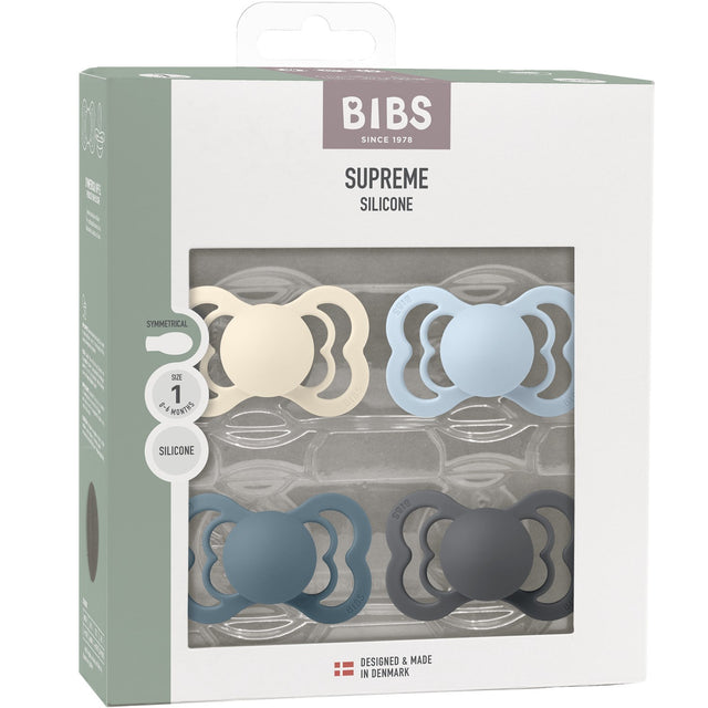 Bibs Ivory/Baby Blue/Petrol/Iron Sut Supreme 4-Pak Silikone