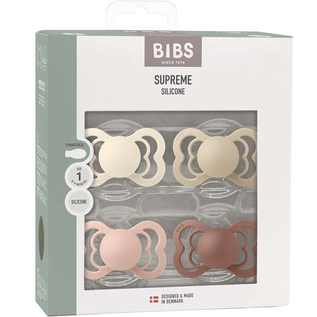 Bibs Ivory/Vanilla/Blush/Woodchuck Sut Supreme 4-Pak Silikone