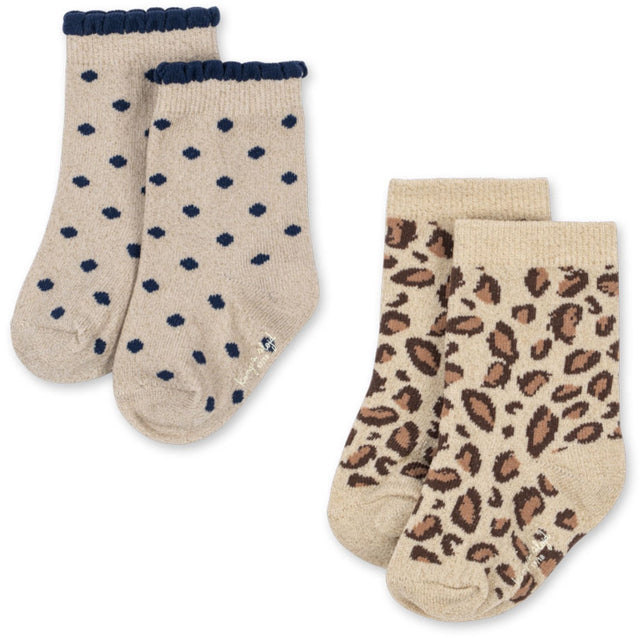 Konges Sløjd Leo/Dot 2 Pak Leo Og Dot Glitter Jacquard Strømper