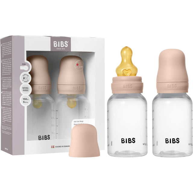 Bibs Blush Baby Flaske Round Latex 2-Pak 150 Ml Slow Flow