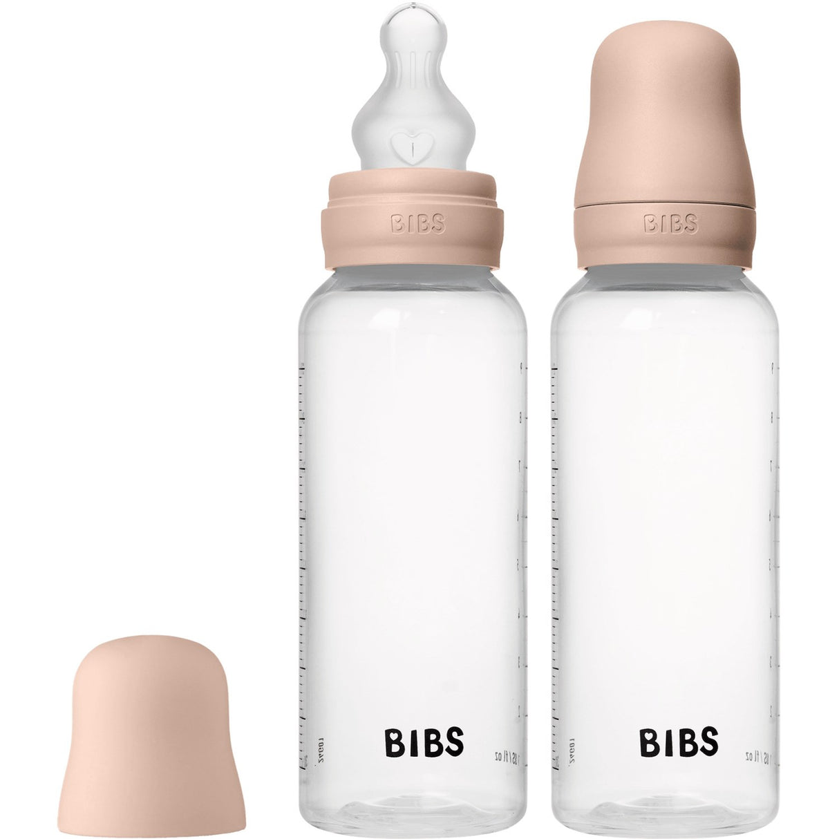 Bibs Blush Baby Flaske Round Silikone 2-Pak 270 Ml Medium Flow