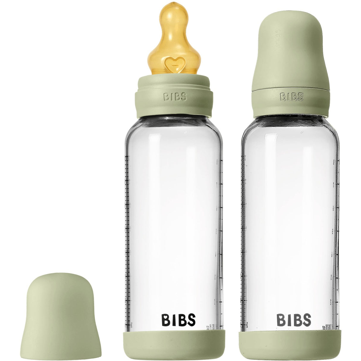 Bibs Sage Glass Baby Flaske Round Latex 2-Pak 240 Ml Medium Flow