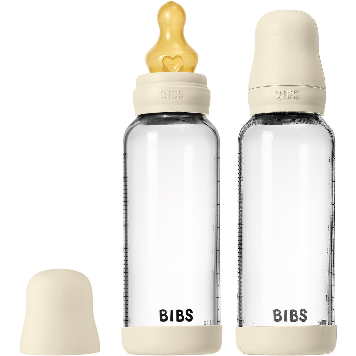 Bibs Ivory Glass Baby Flaske Round Latex 2-Pak 240 Ml Medium Flow
