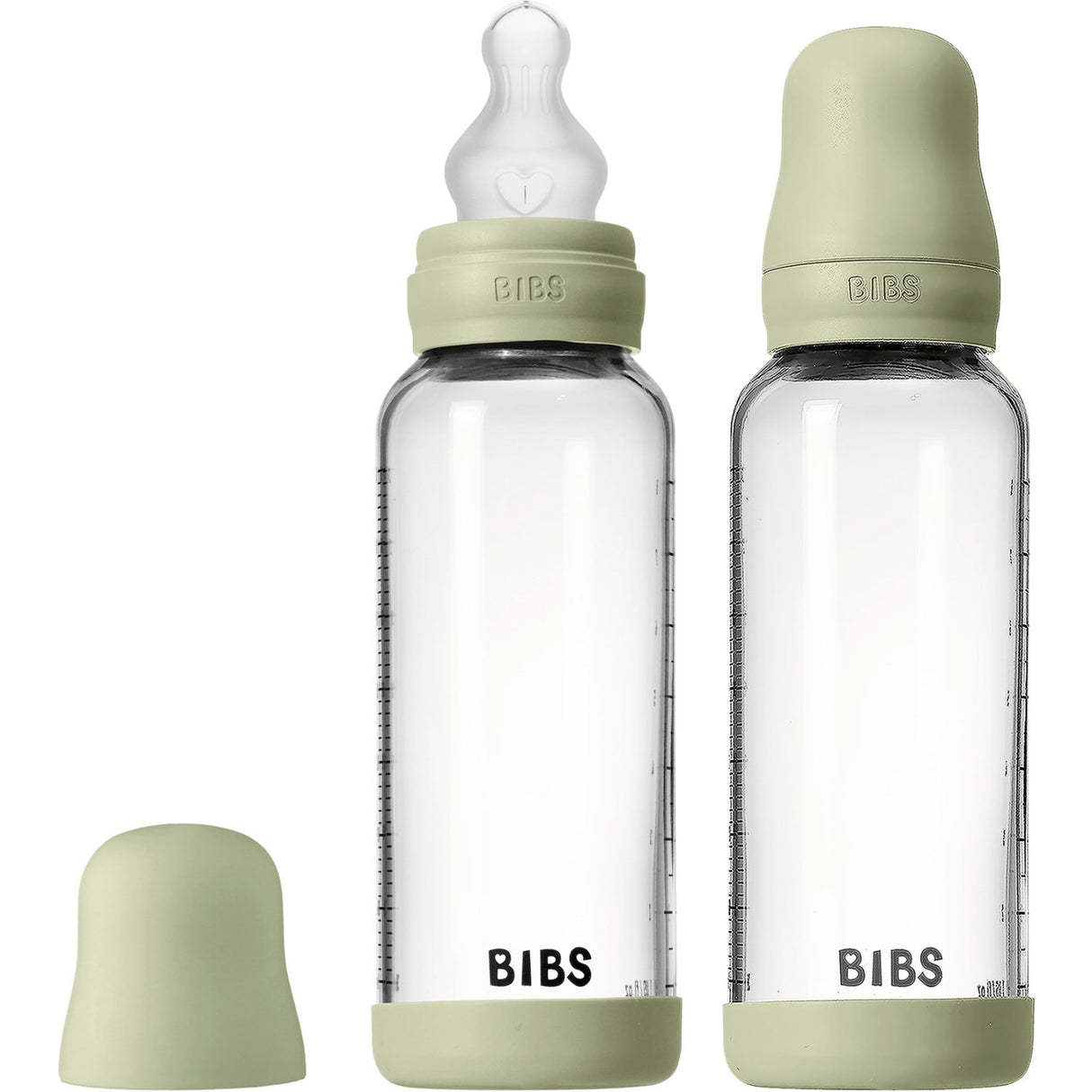 Bibs Sage Glass Baby Flaske Round Silikone 2-Pak 240 Ml Medium Flow