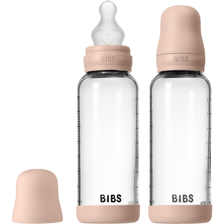 Bibs Blush Glass Baby Flaske Round Silikone 2-Pak 240 Ml Medium Flow