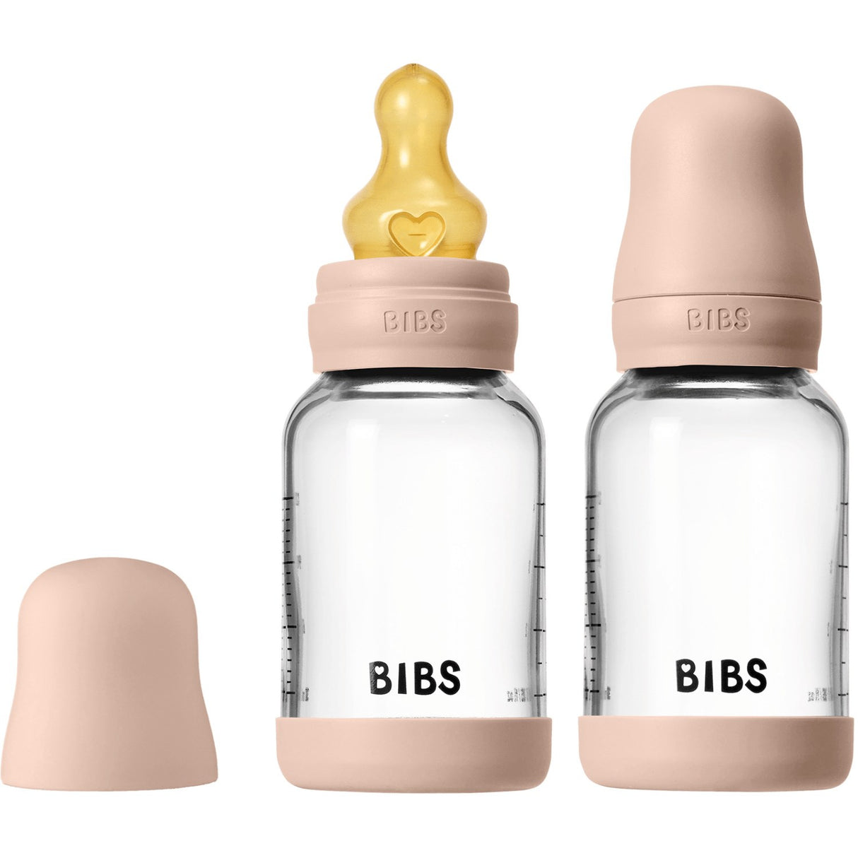 Bibs Blush Glass Baby Flaske Round Latex 2-Pak 120 Ml Slow Flow