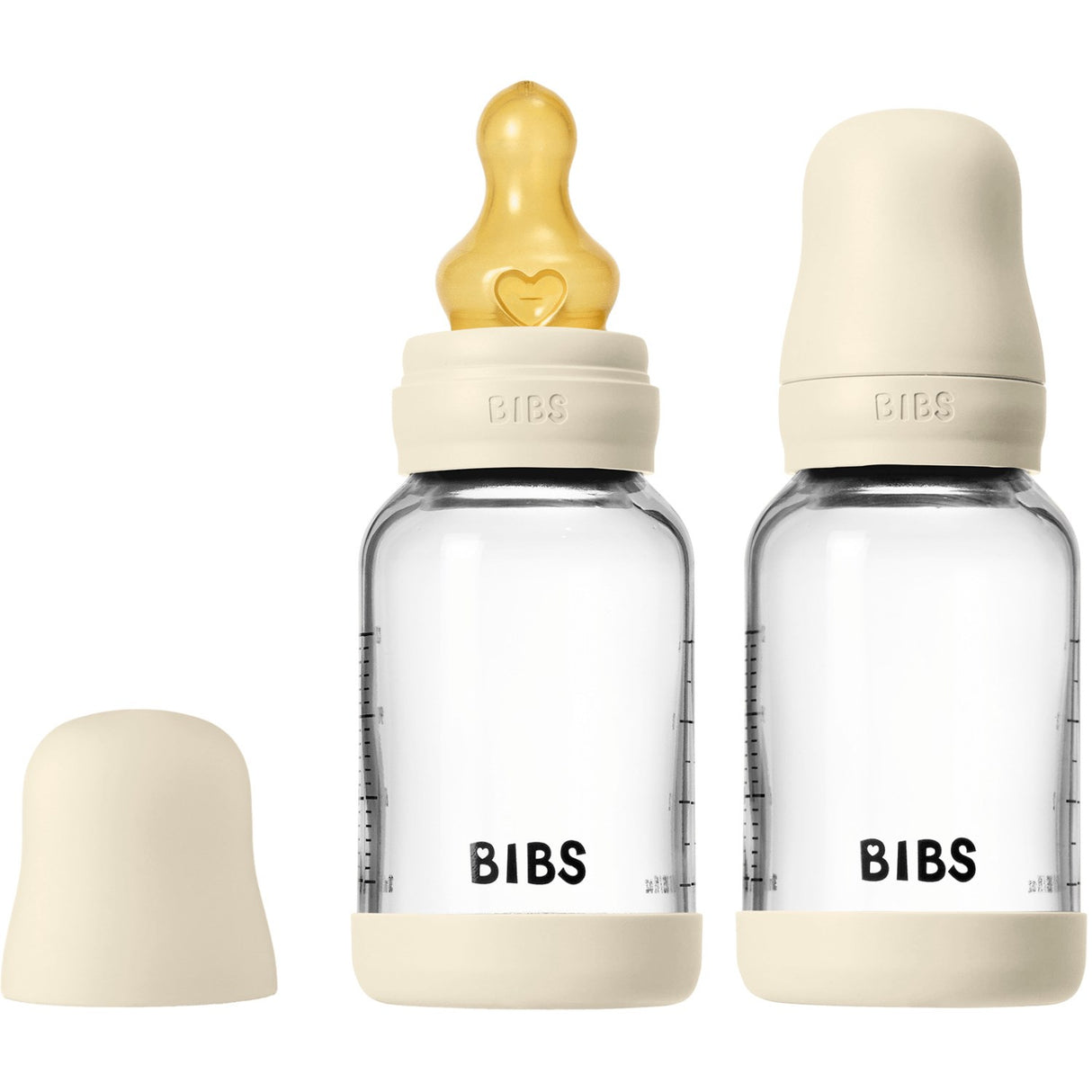 Bibs Ivory Glass Baby Flaske Round Latex 2-Pak 120 Ml Slow Flow