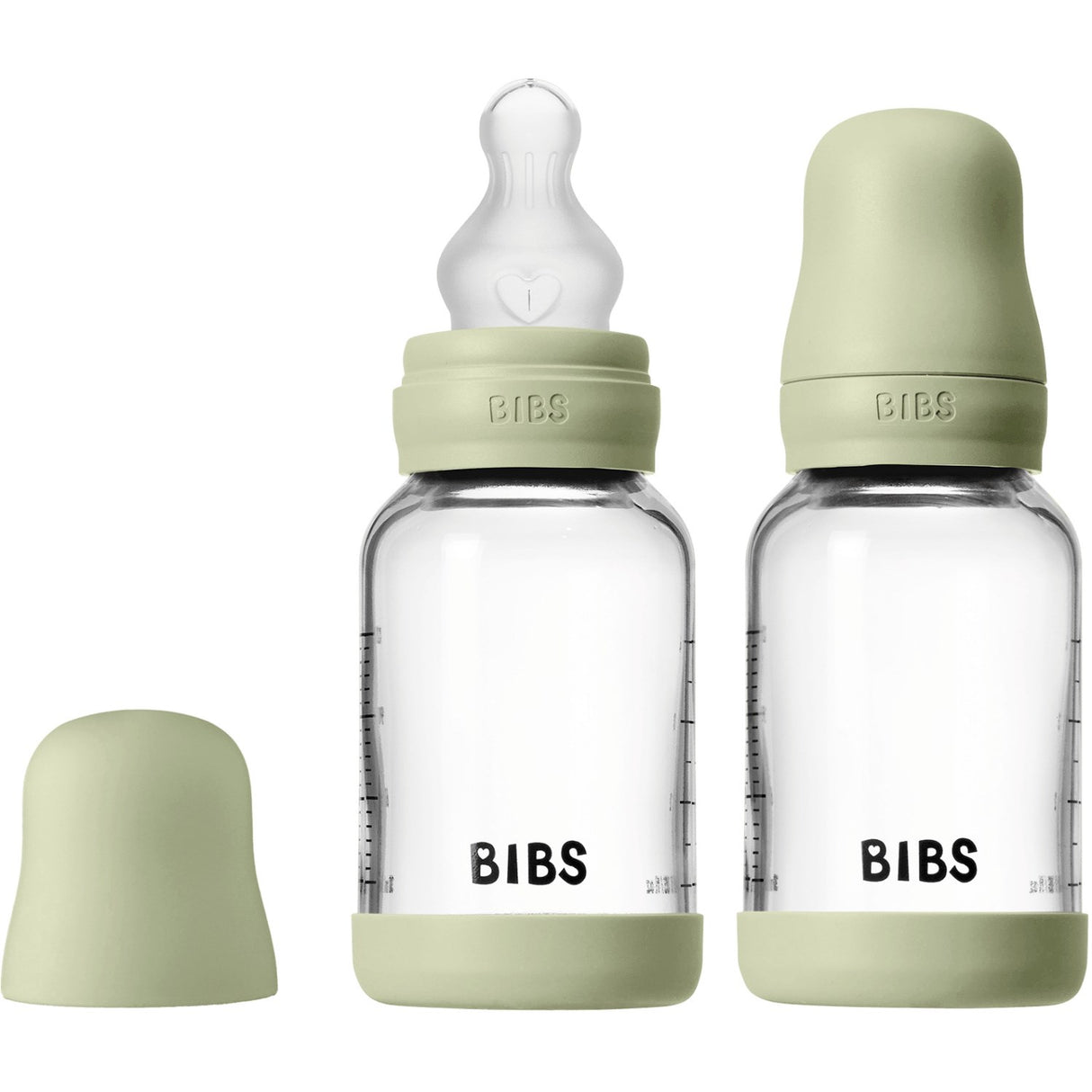 Bibs Sage Glass Baby Flaske Round Silikone 2-Pak 120 Ml Slow Flow