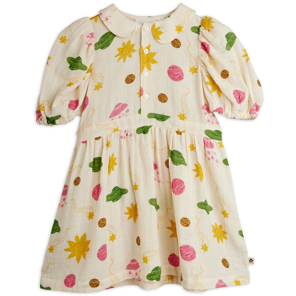 Mini Rodini Off-white Space AOP Muslin Woven Ss Kjole