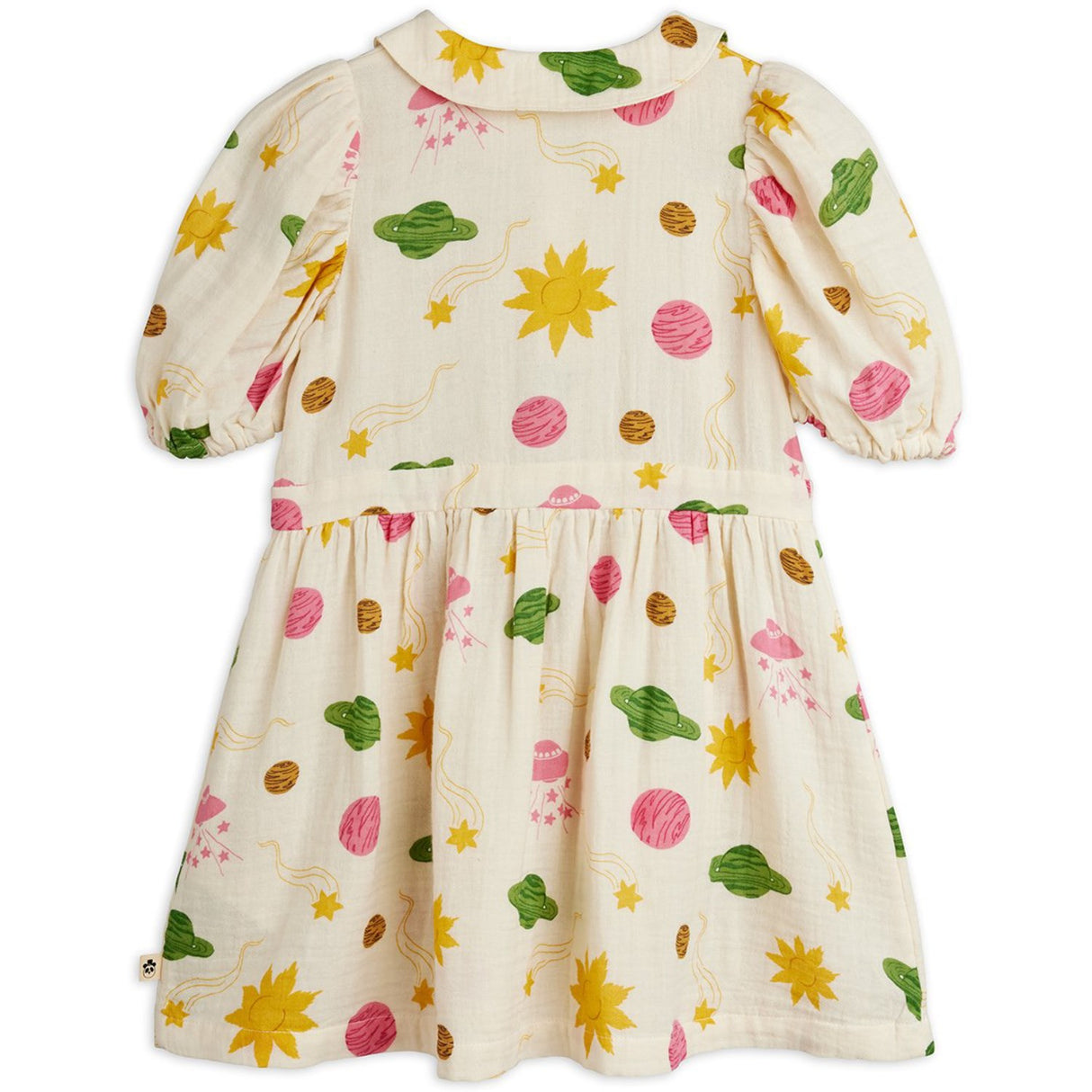 Mini Rodini Off-white Space AOP Muslin Woven Ss Kjole