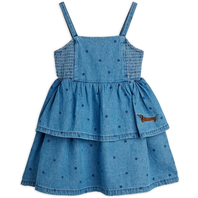 Mini Rodini Blue Lw Denim Dots AOP Strop Kjole