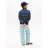 Tommy Hilfiger Dark Night Navy Stripe Polo Krave Sweater Ls
