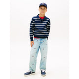 Tommy Hilfiger Dark Night Navy Stripe Polo Krave Sweater Ls