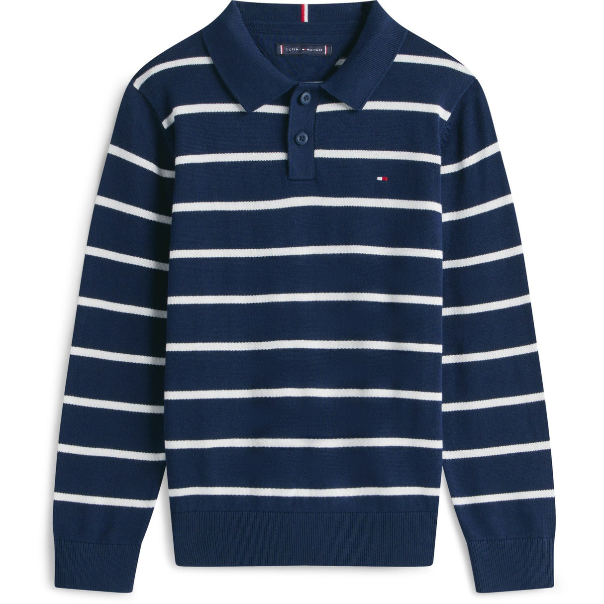 Tommy Hilfiger Dark Night Navy Stripe Polo Krave Sweater Ls