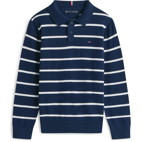 Tommy Hilfiger Dark Night Navy Stripe Polo Krave Sweater Ls