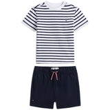 Tommy Hilfiger Dark Night Navy Essential Stripe Tee + Kort Sæt