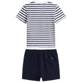 Tommy Hilfiger Dark Night Navy Essential Stripe Tee + Kort Sæt