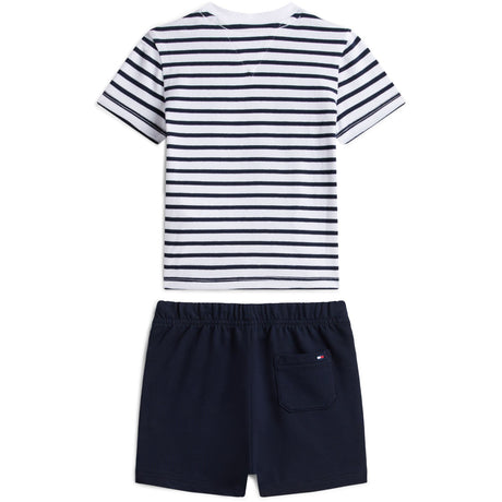 Tommy Hilfiger Dark Night Navy Essential Stripe Tee + Kort Sæt