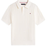 Tommy Hilfiger Ivory Silk Open Stitch Polo Sweater Ss
