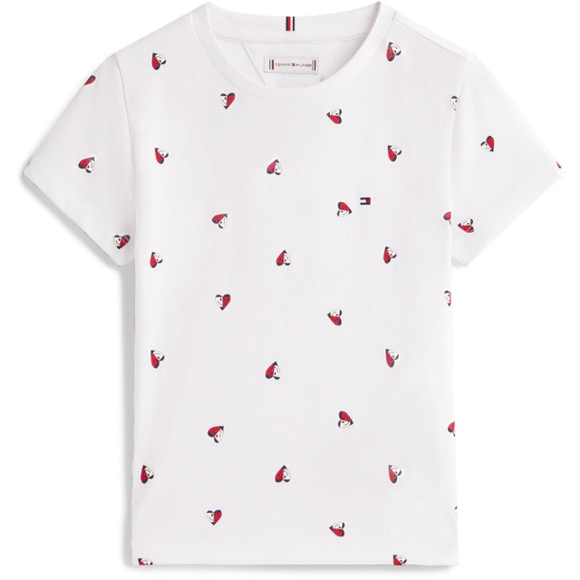 Tommy Hilfiger White Lg Aop Heart Tee Ss