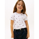 Tommy Hilfiger White Lg Aop Heart Tee Ss
