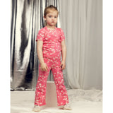 Mini Rodini Pink Starfall AOP Puff Sleeve Ss Top
