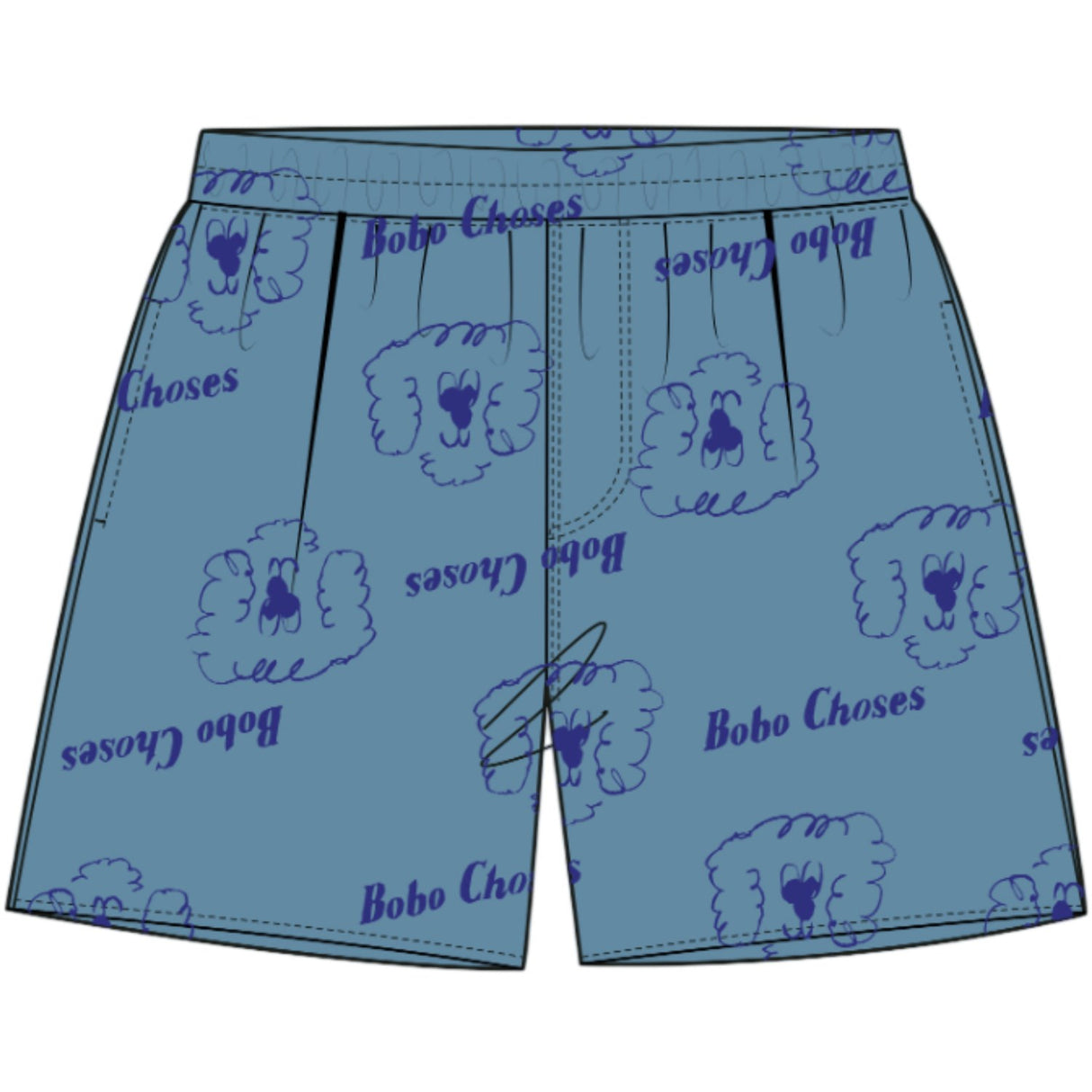 Bobo Choses Prussian Blue Pickles The Dog All Over Denim Kort