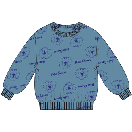 Bobo Choses Prussian Blue Pickles The Dog All Over Sweatshirt