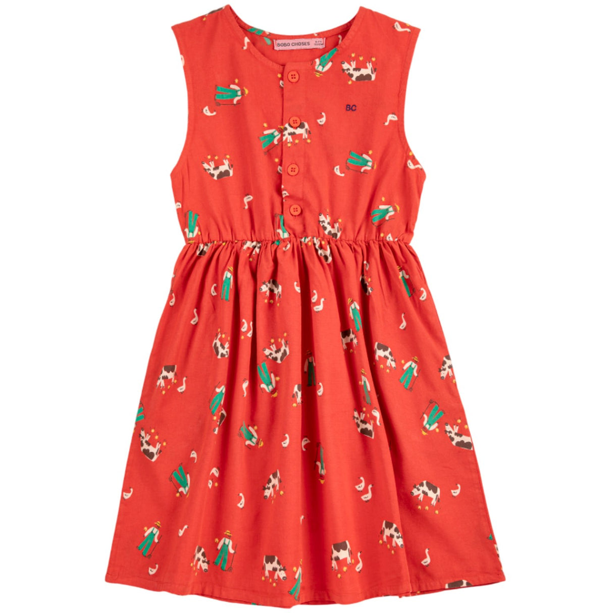 Bobo Choses Red Farm Adventure All Over Woven Kjole