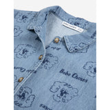 Bobo Choses Prussian Blue Pickle The Dog All Over Denim Skjorte