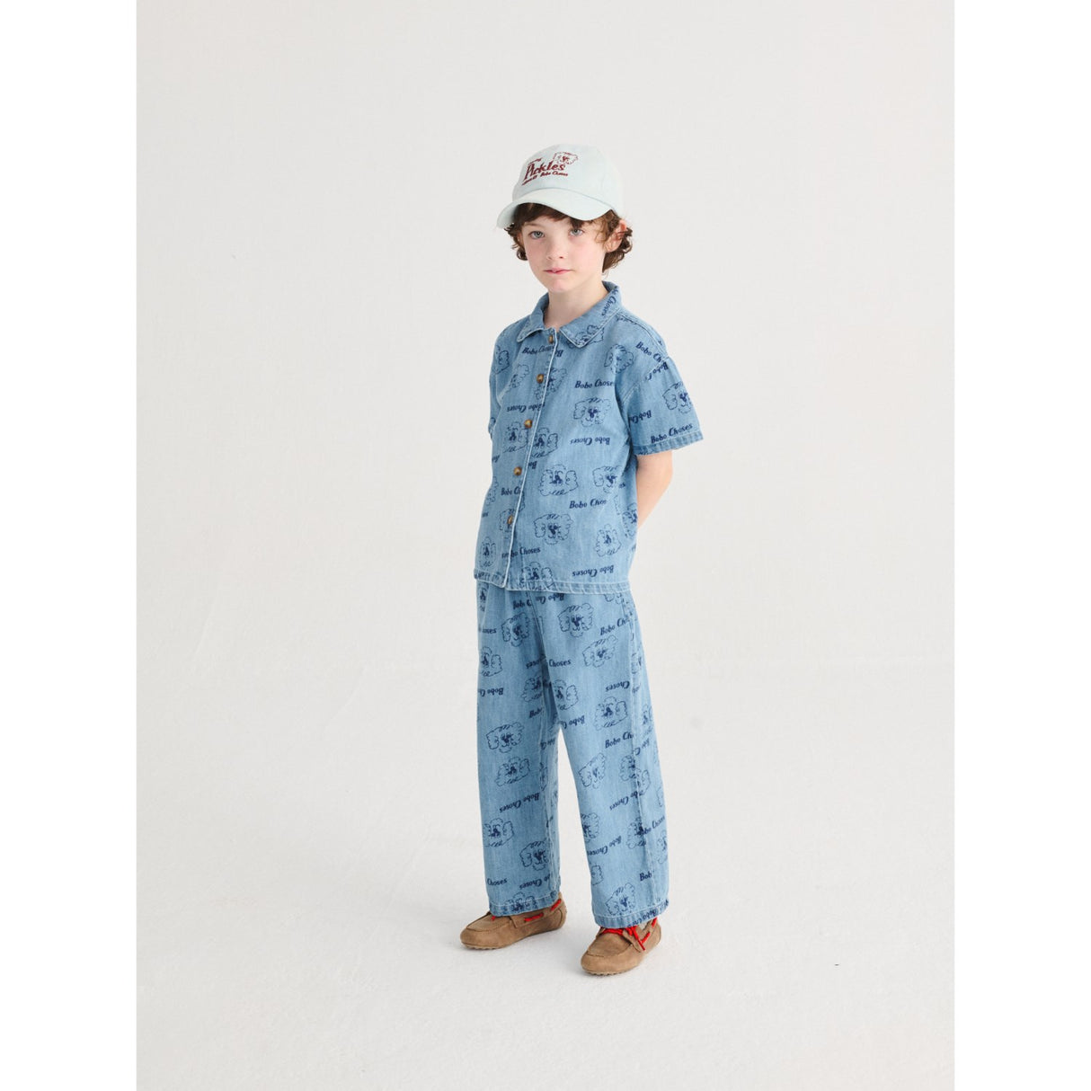 Bobo Choses Prussian Blue Pickle The Dog All Over Denim Skjorte