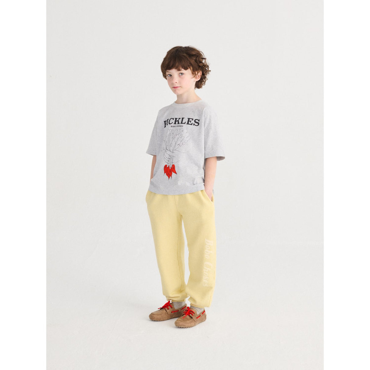 Bobo Choses Heather Grey Bunch Of Vegetables T-Shirt