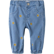 Name It Medium Blue Denim Sunflower Emb Nbfrose Shaped R Emb Jeans 2232-Yb