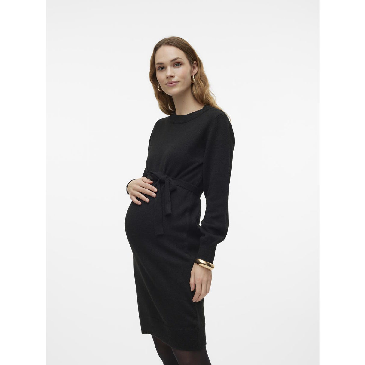 Mama;licious Black Mlnewanne L/S Abk Strik Kjole A. Noos