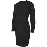 Mama;licious Black Mlnewanne L/S Abk Strik Kjole A. Noos