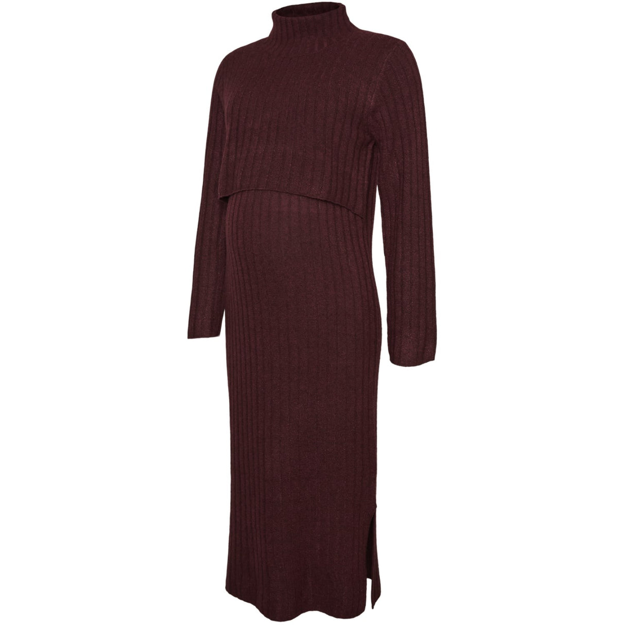 Mama;licious Windsor Wine Melange Mlsuniva June Ls Strik Midi Kjole 2F Noos