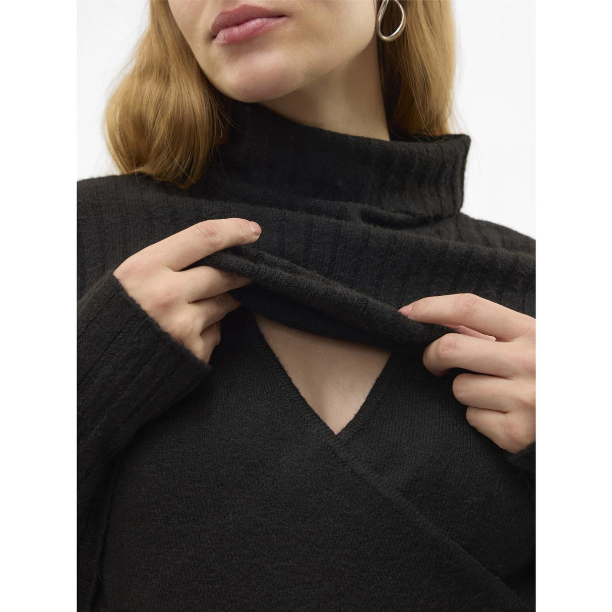 Mama;licious Black Mlsuniva June Ls Strik Midi Kjole 2F Noos
