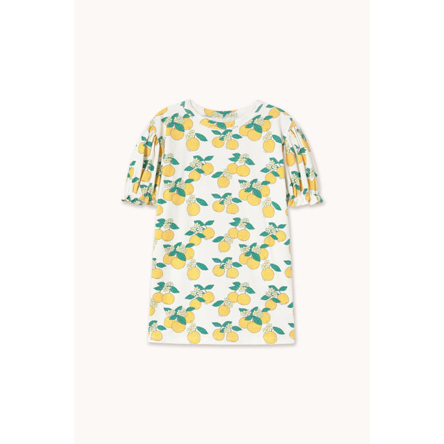 TinyCottons Off-White Oranges Puff Sleeve Kjole