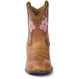 COPENHAGEN COLORS Cognac Leather Limited Cowboy Støvle Low - Brown Flower