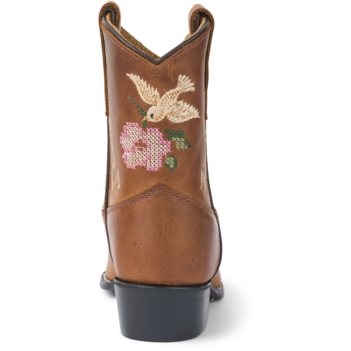 COPENHAGEN COLORS Cognac Leather Limited Cowboy Støvle Low - Brown Flower