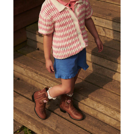 COPENHAGEN COLORS Cognac Leather Limited Cowboy Støvle Low - Brown Flower