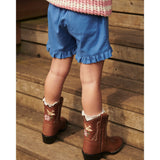 COPENHAGEN COLORS Cognac Leather Limited Cowboy Støvle Low - Brown Flower