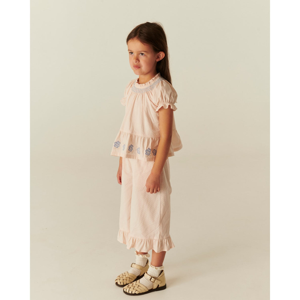 COPENHAGEN COLORS Dusty Rose Comb. Bluse W. Smock W. Emb.