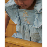 COPENHAGEN COLORS Lt. Blue Comb. Kjole W. Flæse & Emb.