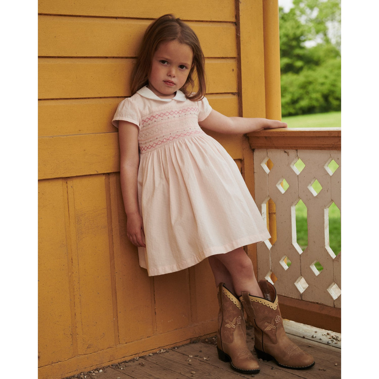 COPENHAGEN COLORS Dusty Rose Comb. Smock Kjole W. Emb.