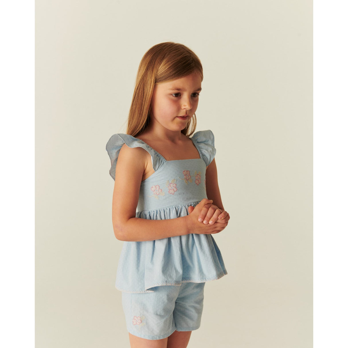 COPENHAGEN COLORS Lt. Blue Comb. Summer Sæt W. Emb.